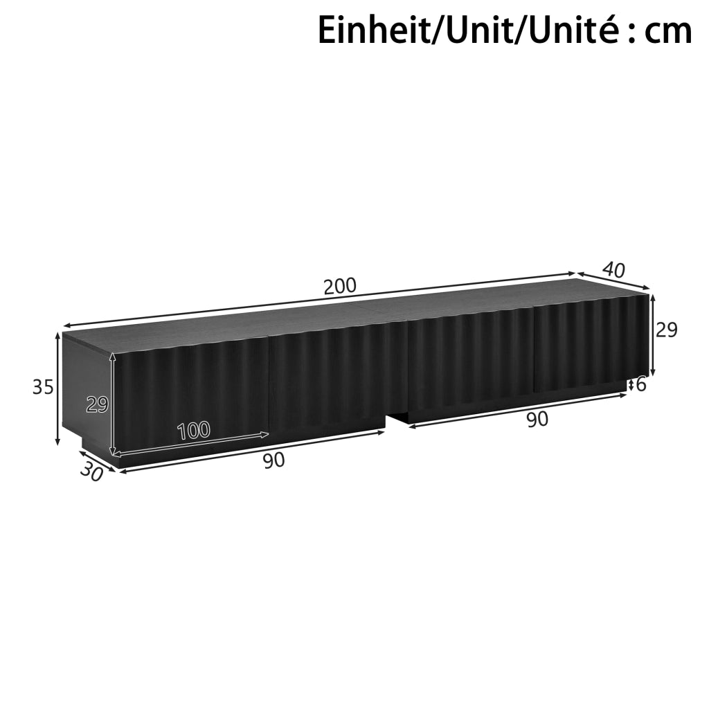Mobile TV con Anta a Onda e Vano Contenitore ¨C MINIMAL ¨C Bianco/Nero, Push-to-Open
