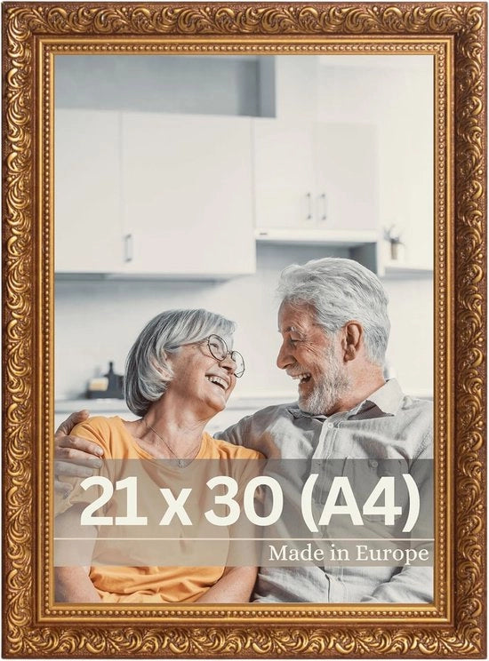 Fotolijst Barocca A4 in Legno di Cuoio e Oro