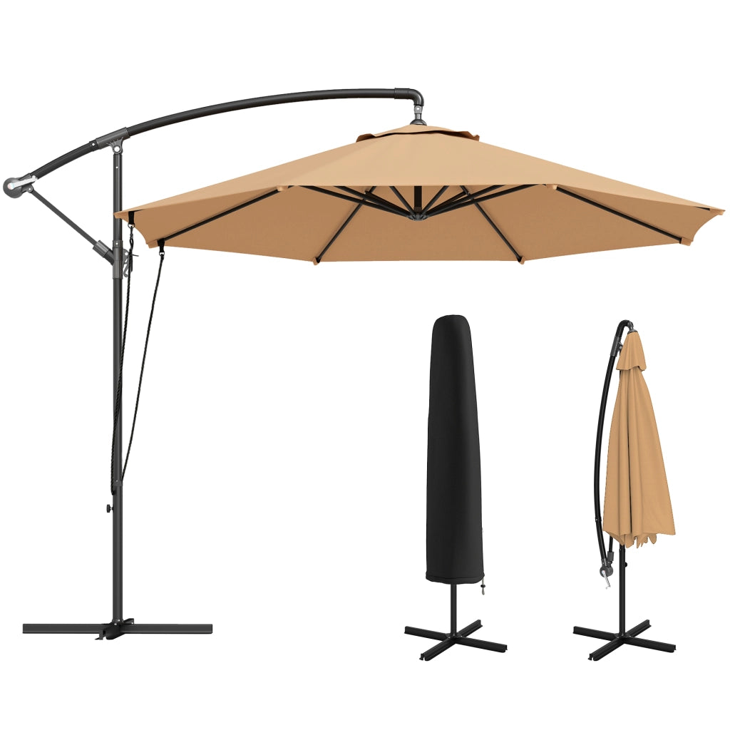 Ombrellone da Giardino ?3 m ¨C zephmum ¨C Metallo, Poliestere, Cachi