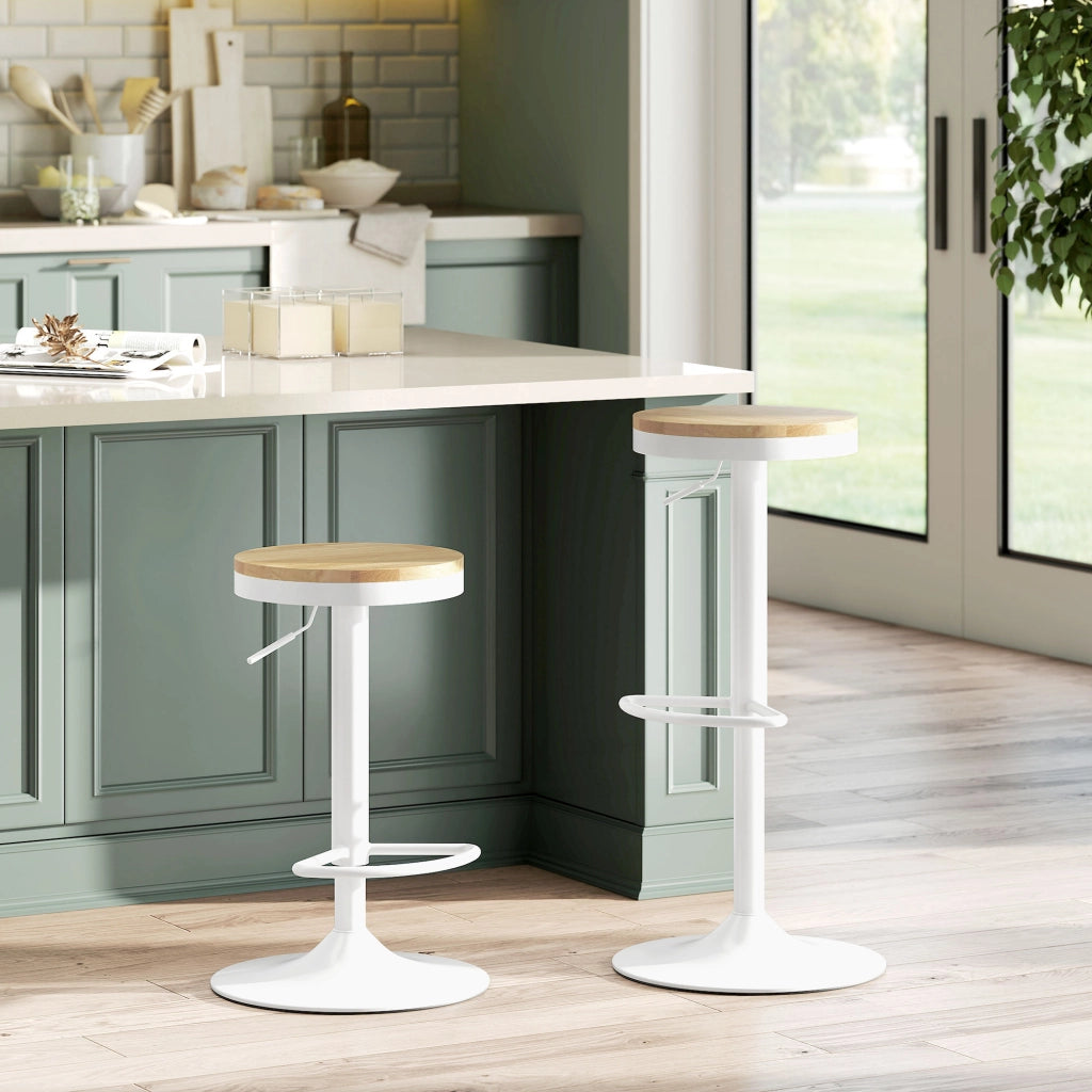 Sgabelli da Cucina ¨C zephmum ¨C Legno e Acero, Altezza Aggiustabile, 2 Pezzi