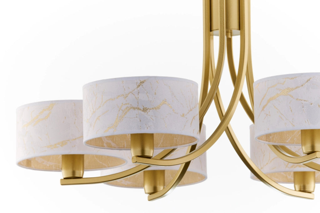 Lampadario ARTHUR Jupiter oro lucido 6xE27 paralumi bianchi