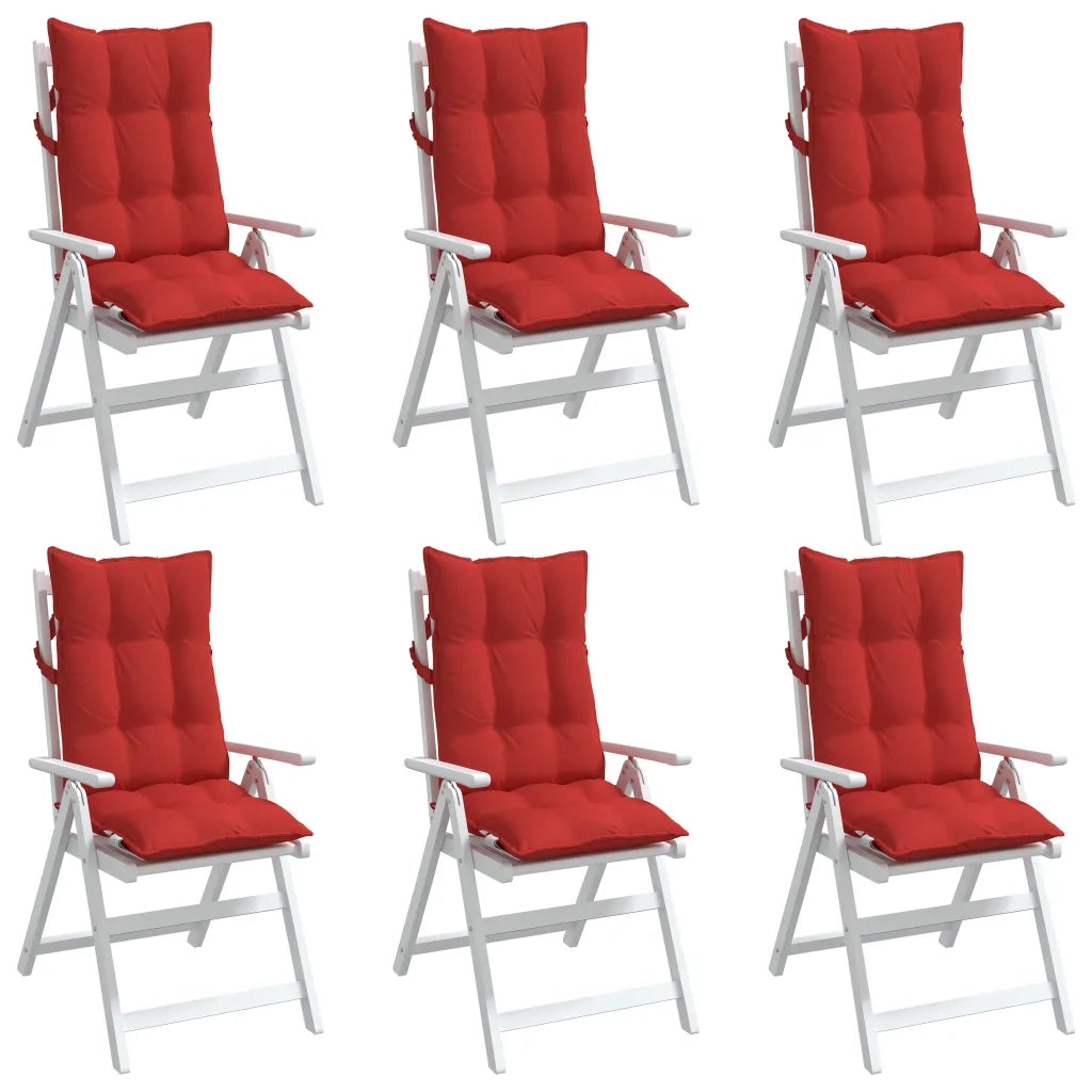 Cuscini per Sedia con Schienale Alto 6 pz Rosso Tessuto Oxford