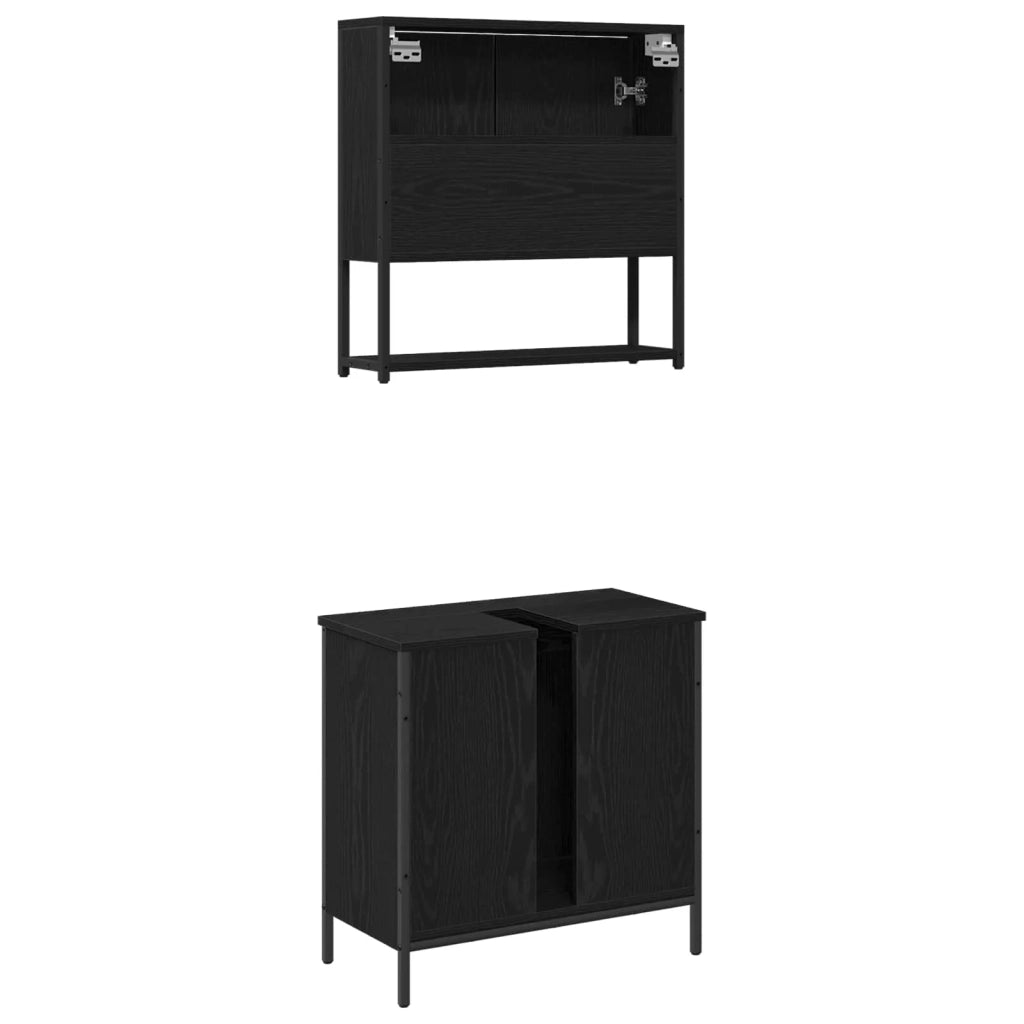 Set di mobili per il bagno 2 pcs Nero Legno multistrato 3334324