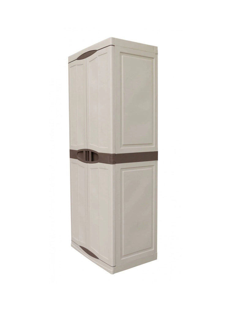 Mobile da Giardino Adenina, Armadio da Esterno 4 Ripiani Made in Italy, 70x47x179h cm Beige
