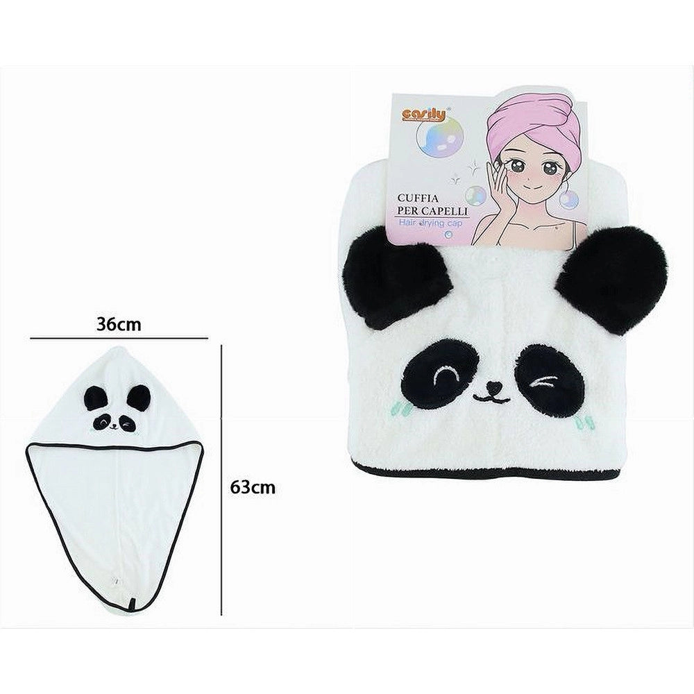 Trade Shop - Cuffia Per Capelli Asciugamano Assorbente Shampoo Bagno Doccia Asciuga Panda 10732 -