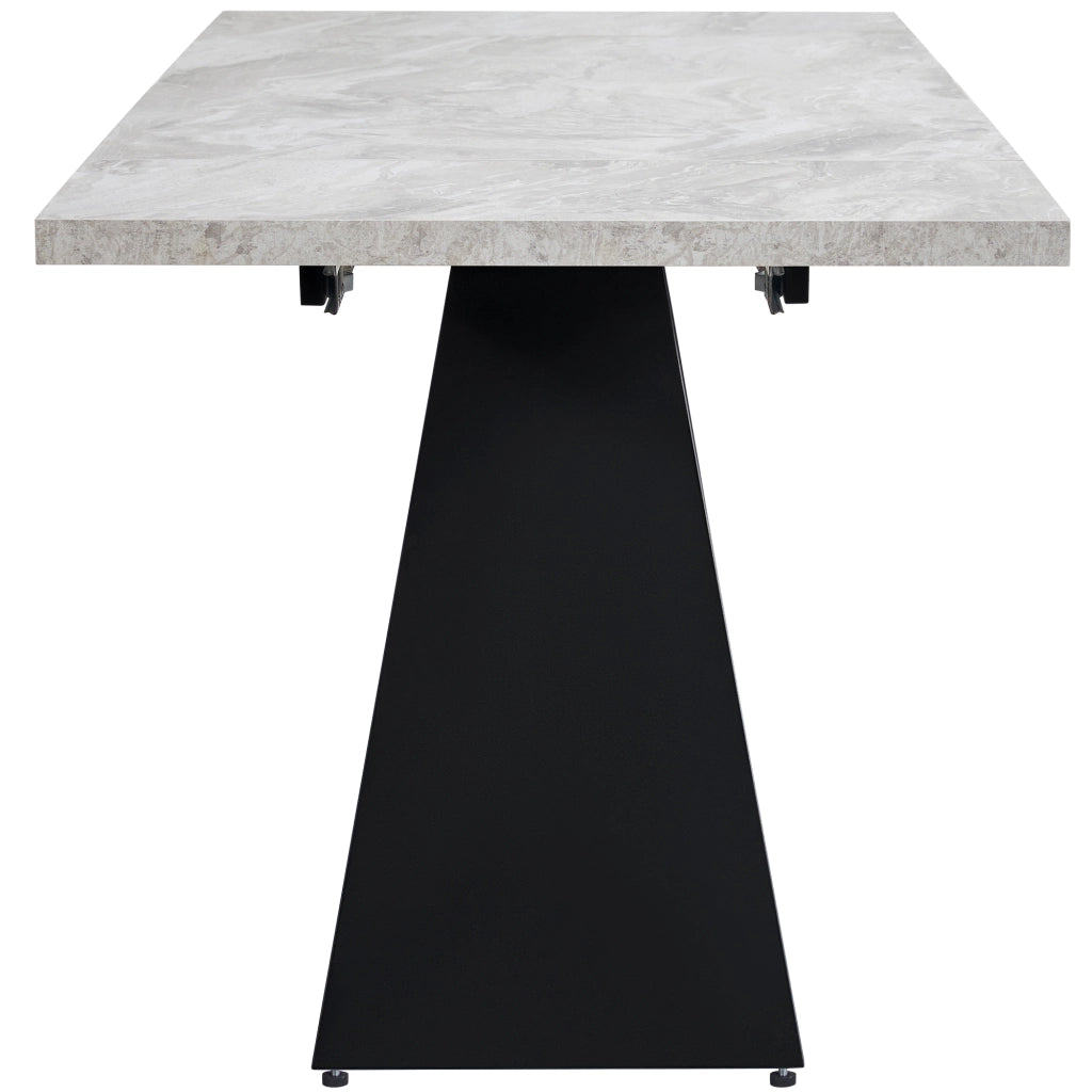 Tavolo da pranzo allungabile con piano in MDF e gambe in metallo, per cucina e soggiorno, nero grigio, 99 × 74 × 77 cm
