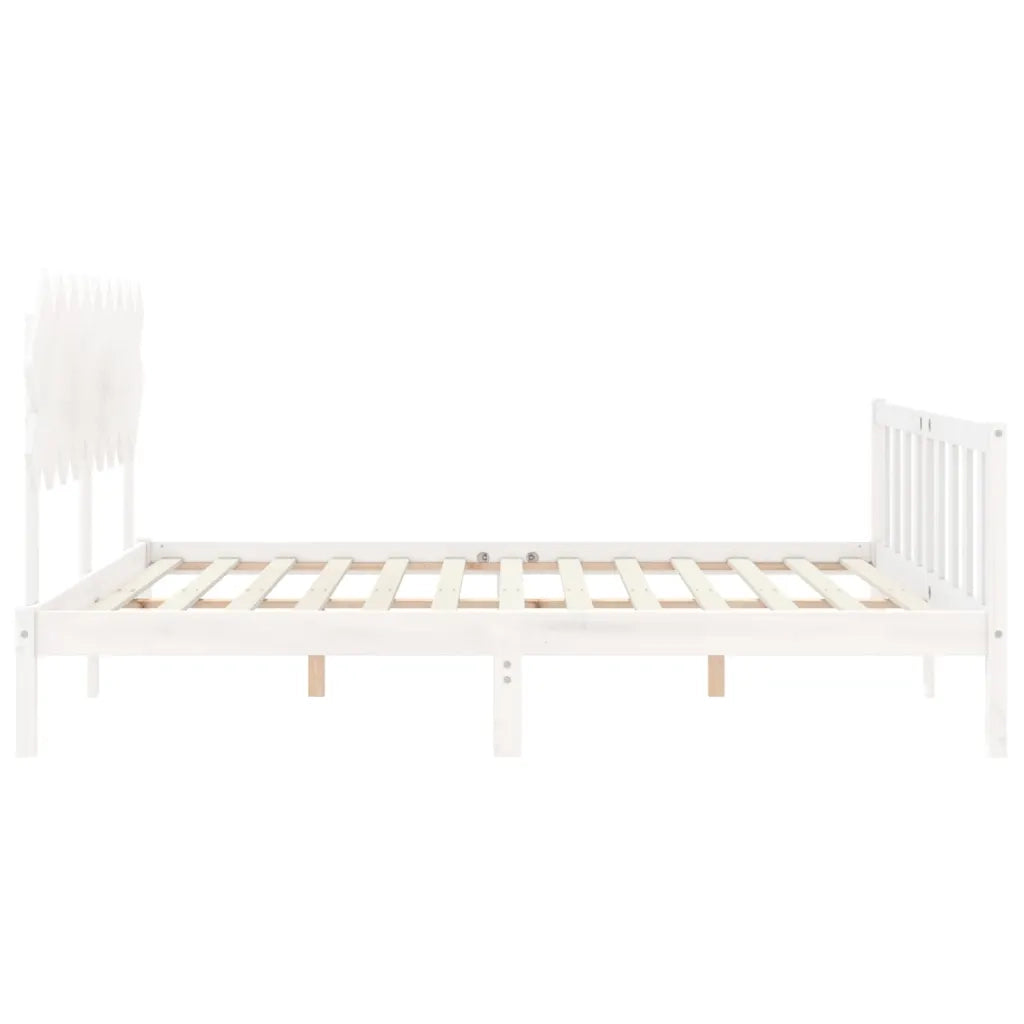 Giroletto Testiera Bianco Super King Size-Struttura Letto in Legno Massello 789073