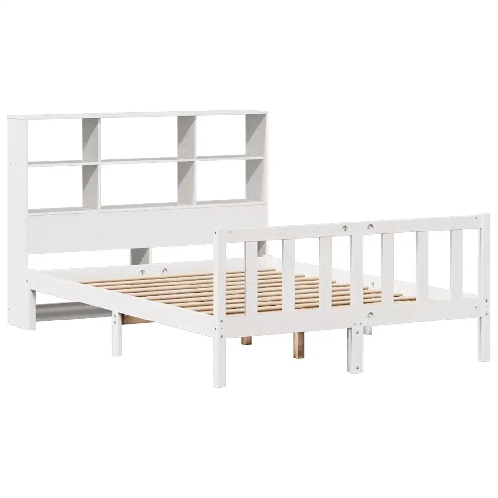 Letto Libreria senza Materasso Bianco 160x200 cm Legno di Pino 3321709