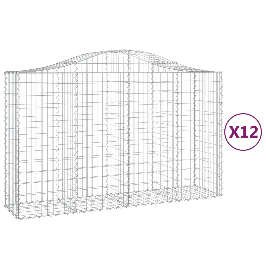 Cesti Gabbioni ad Arco 12 pz 200x50x120/140 cm Ferro Zincato 3145671