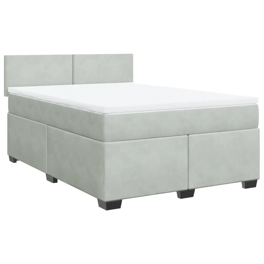 Giroletto a Molle con Materasso Grigio Chiaro 160x200cm Velluto