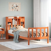Letto Libreria senza Materasso Marrone Cera 75x190 cm in Pino 3321753