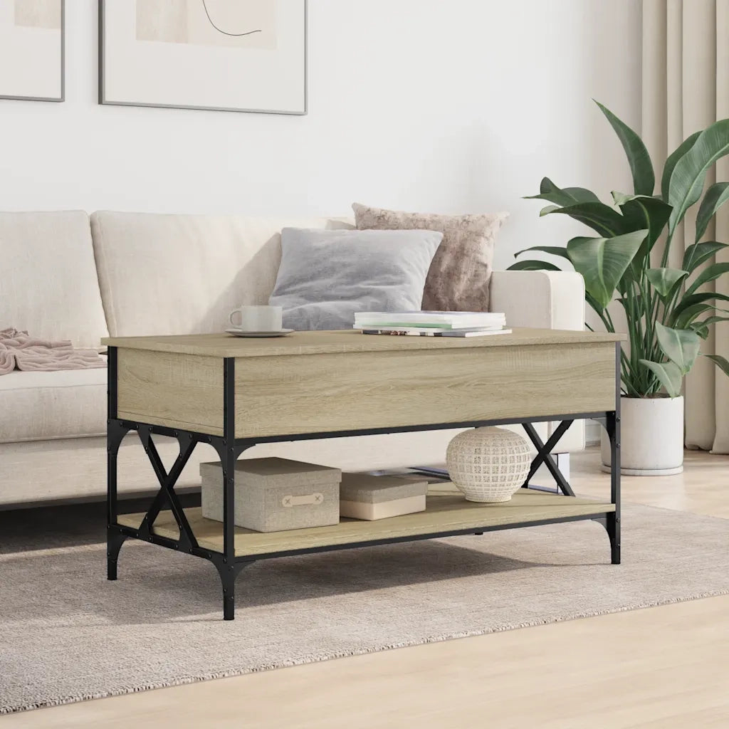 Tavolino Salotto Rovere Sonoma 100x50x50 cm Multistrato Metallocod mxl 112249
