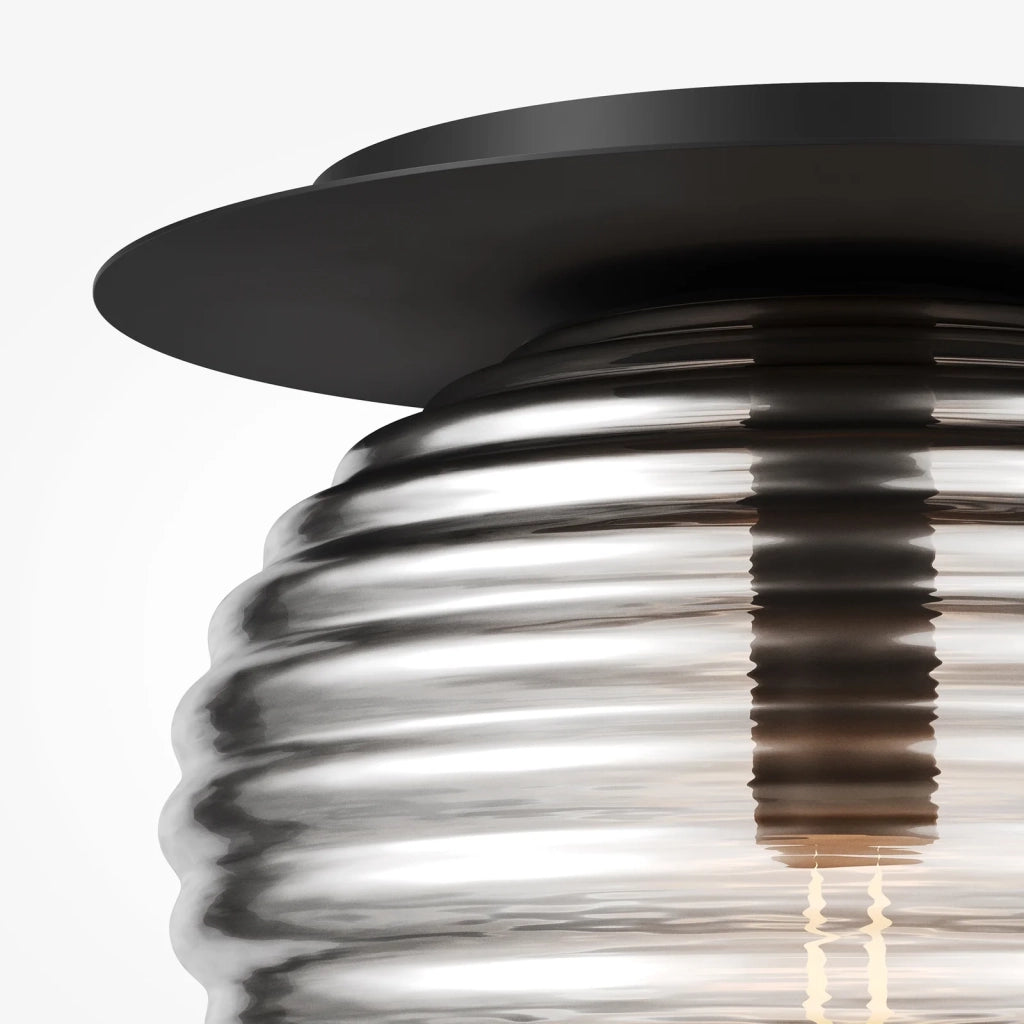 Maytoni Plafoniera Moderna Reels 1 Luce E27 60W Nero Metallo Vetro