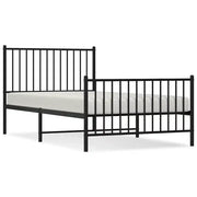 Letto singolo | Letto per adulti | Giroletto con Testiera e Pediera Metallo Nero 100x190 cm
