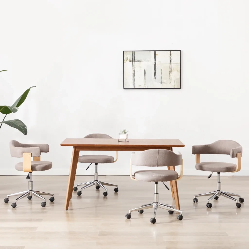 Sedie da Pranzo Girevoli 4 pz Grigio Talpa in Legno e Tessuto 3054906