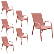 Set di 6 sedie MARBELLA in textilene terracotta - alluminio terracotta