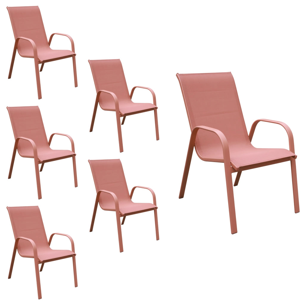 Set di 6 sedie MARBELLA in textilene terracotta - alluminio terracotta