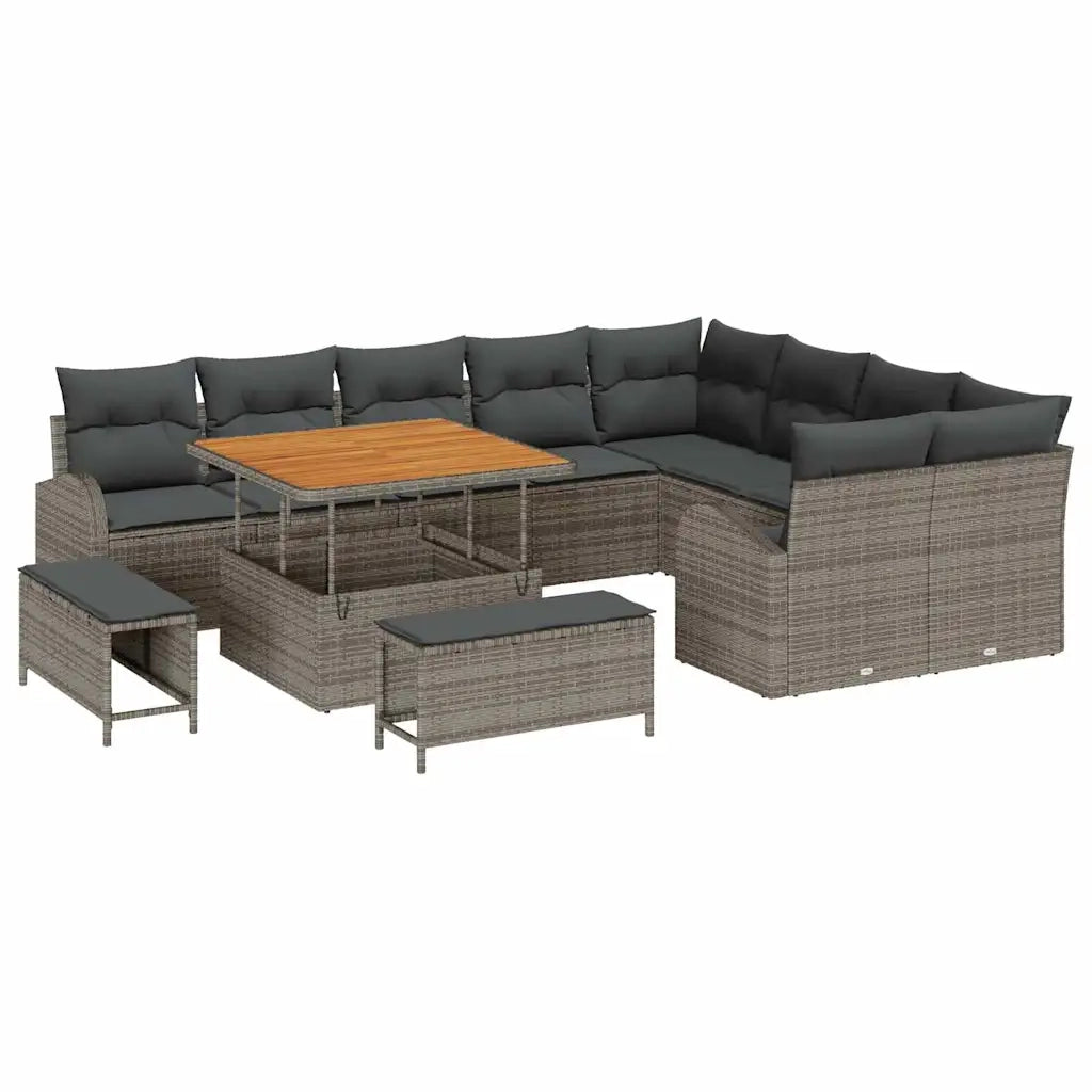 Set Divano da Giardino con cuscino con cuscino 12 pcs Grigio