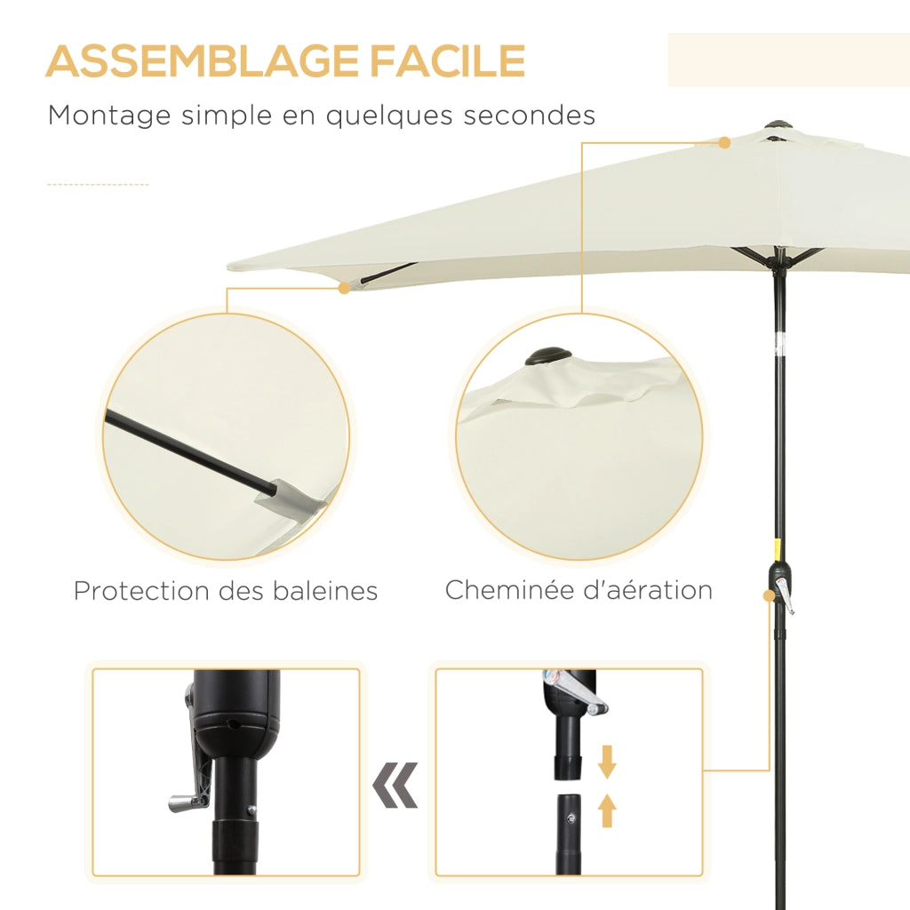 Ombrellone inclinabile per giardino ¨C Zephmum ¨C Rettangolare 3x2m crema metallo poliestere