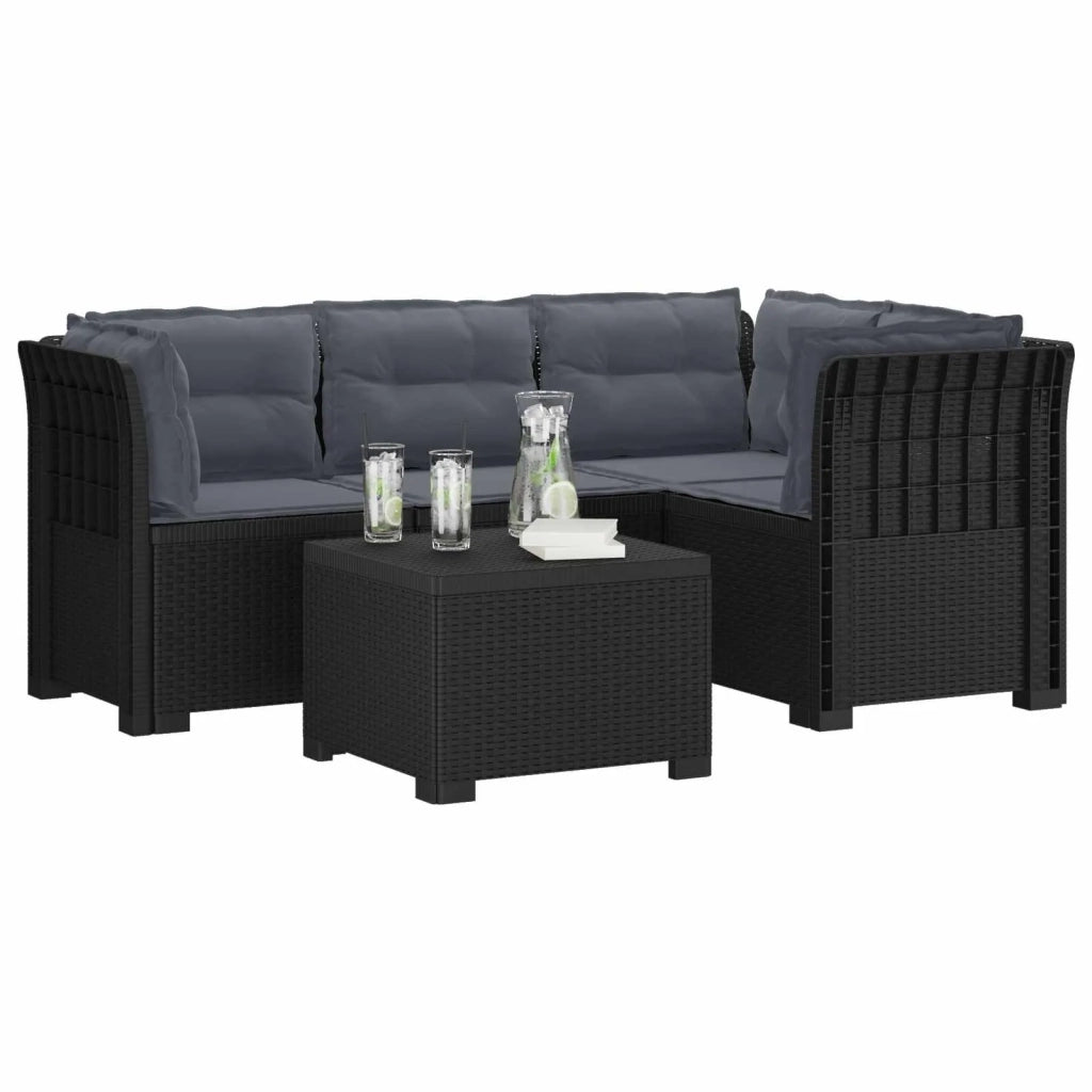 Divano da giardino 4 posti con cuscini aspetto rattan PP 3444017