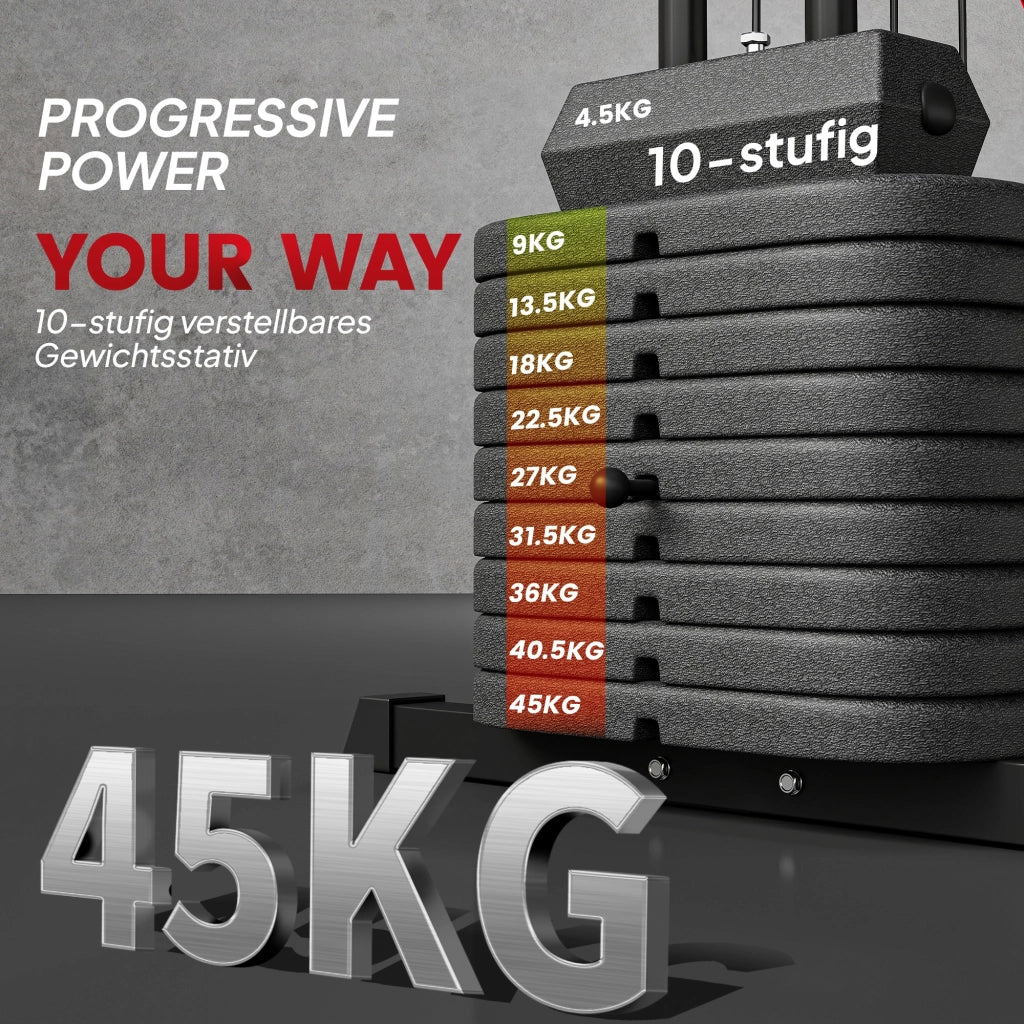 Stazione Fitness Multifunzione ¨C Xylo ¨C Con Blocchi Peso 45kg, Cavi Alti, Leg Press