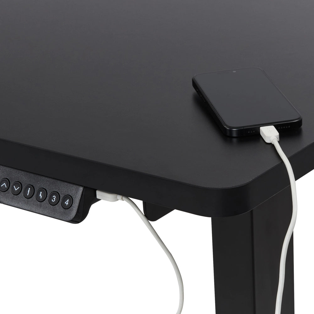 Scrivania elettrica regolabile ad angolo retto moderna a forma di L 160 x 59 cm Piano nero lato sinistro stile moderno