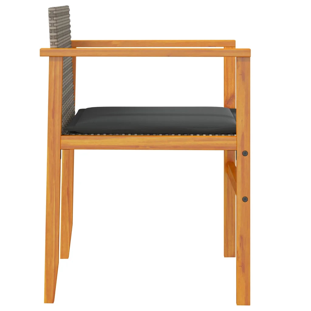 Sedie Giardino con Cuscini 2 pz | Sedie da Esterno Grigie Polyrattan Legno Massello