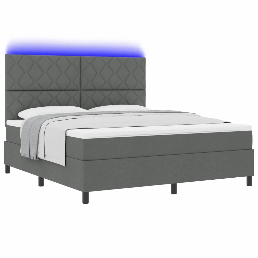 Letto a molle con strisce LED Grigio scuro 180 x 200 cm Tessuto 3342964