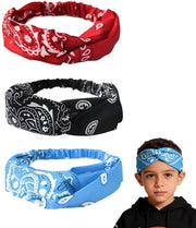 3 pezzi di fascia per bambini, fascia per bambini, fascia elastica per bambini, fascia per bambini per sport e uso quotidiano, fascia per bambini rossa/blu