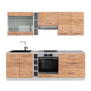 Cucina componibile Fame-Line Rovere dorato/Bianco 235 cm, PL Marmo Vicco