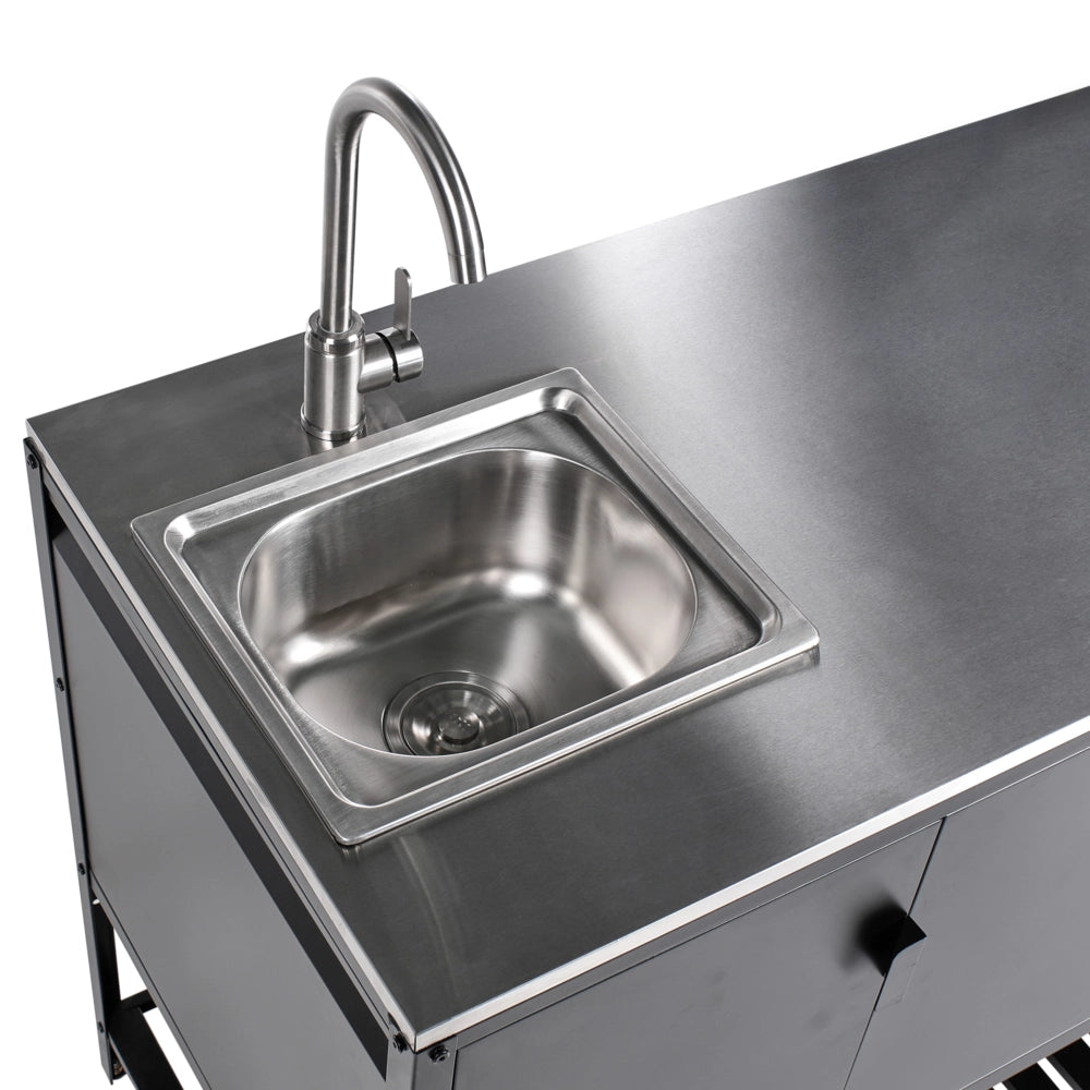 Armadietto da giardino in acciaio inox nero con 3 ante giardino cucina esterno