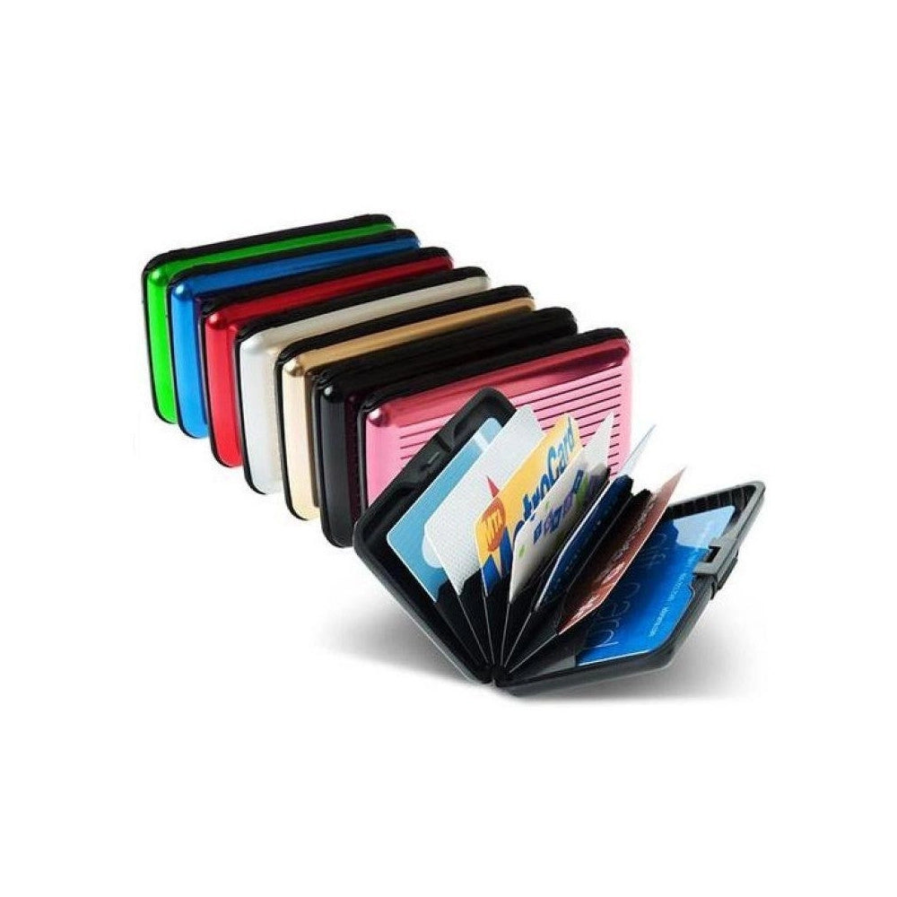 Trade Shop - Kit 2 Portafoglio Alluminio Porta Carta Carte Di Credito Antiurto Wallet -