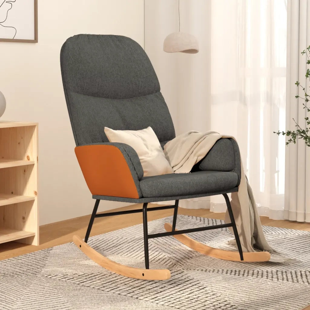 Sedia a Dondolo Grigio Scuro in Tessuto cod mxl 50333
