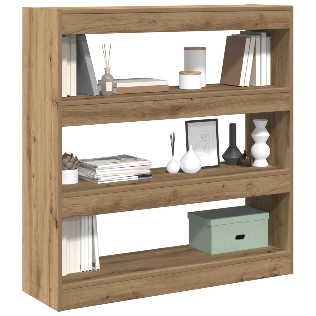 Mobile per libri/separatore di stanze in rovere artigianale - 100x30x103cm, realizzato in legno ingegnerizzato