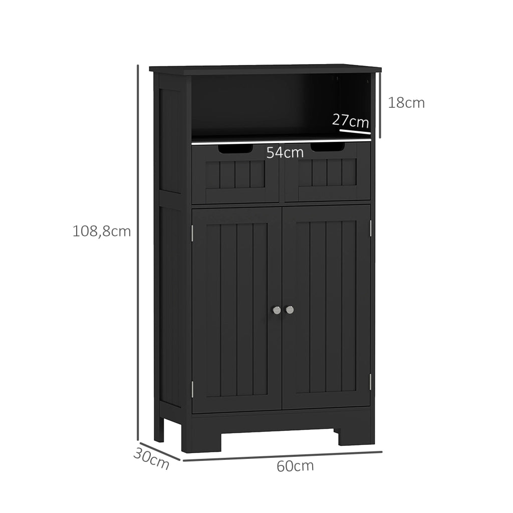 Mobile Bagno Sottolavabo con 2 Ante e 2 Cassetti ¨C zephmum ¨C Nero 60x30x50 cm