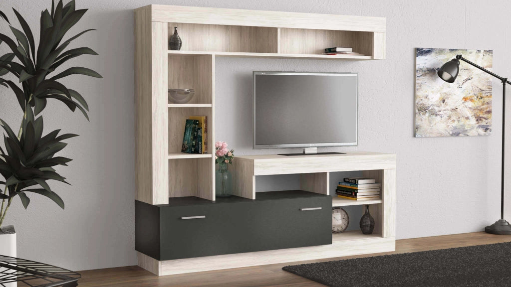 Parete Attrezzata per Soggiorno in Legno Composito cm 185x40x170 - GABE