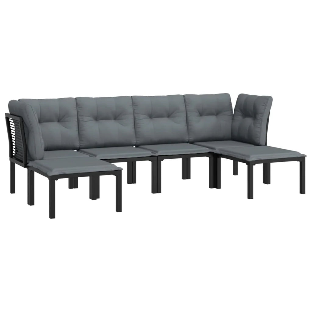 Set di mobili da giardino mobili da esterno 6 pezzi resina intrecciata nera e grigia 02_0017047
