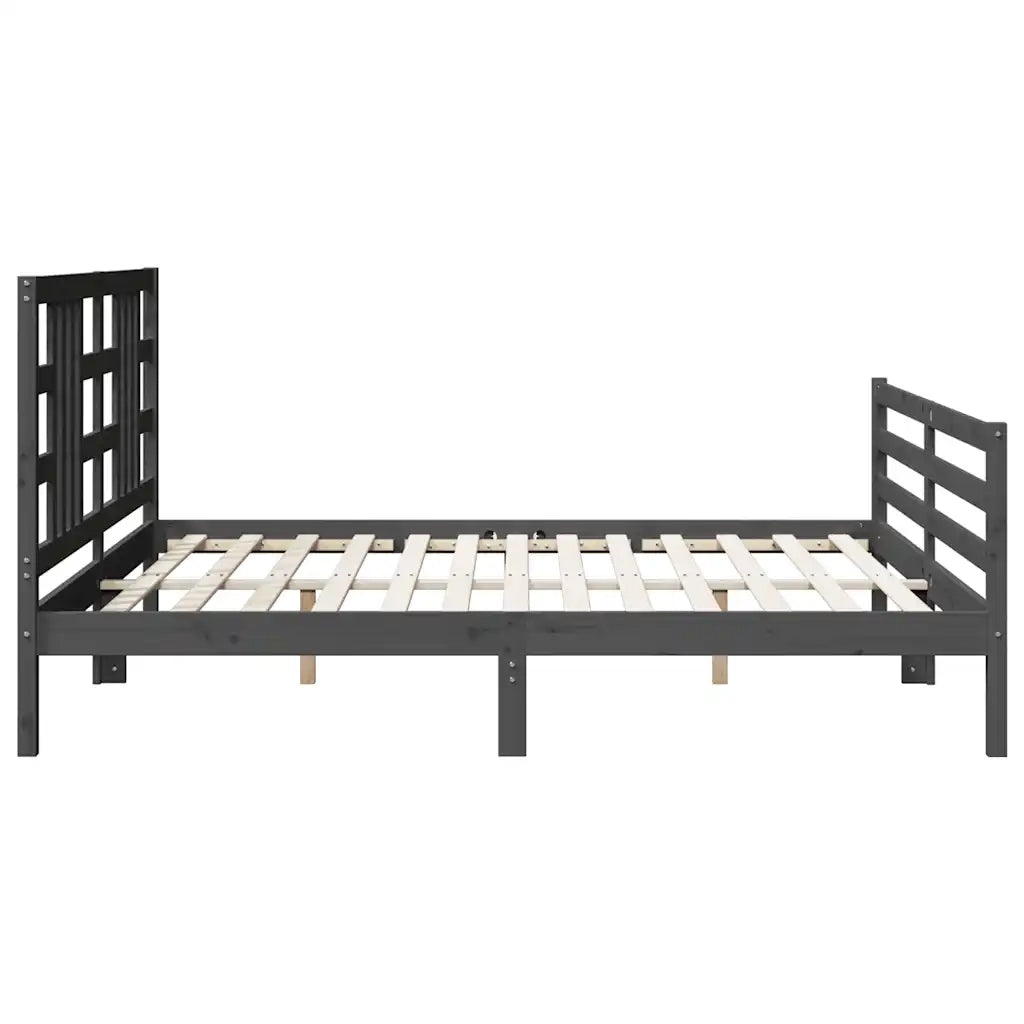 vidaXL Giroletto con Testiera Grigio 200x200 cm in Legno Massello