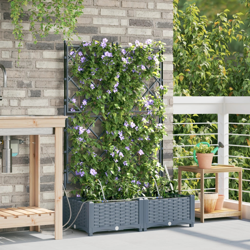 Vasi da Giardino con Sistema di Irrigazione 2 pezzi Grigio chiaro
