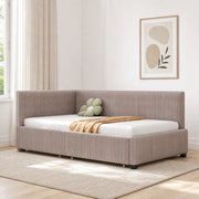 Divano letto a una piazza 90x200 cm in velluto grigio con 2 cassetti e rete a doghe