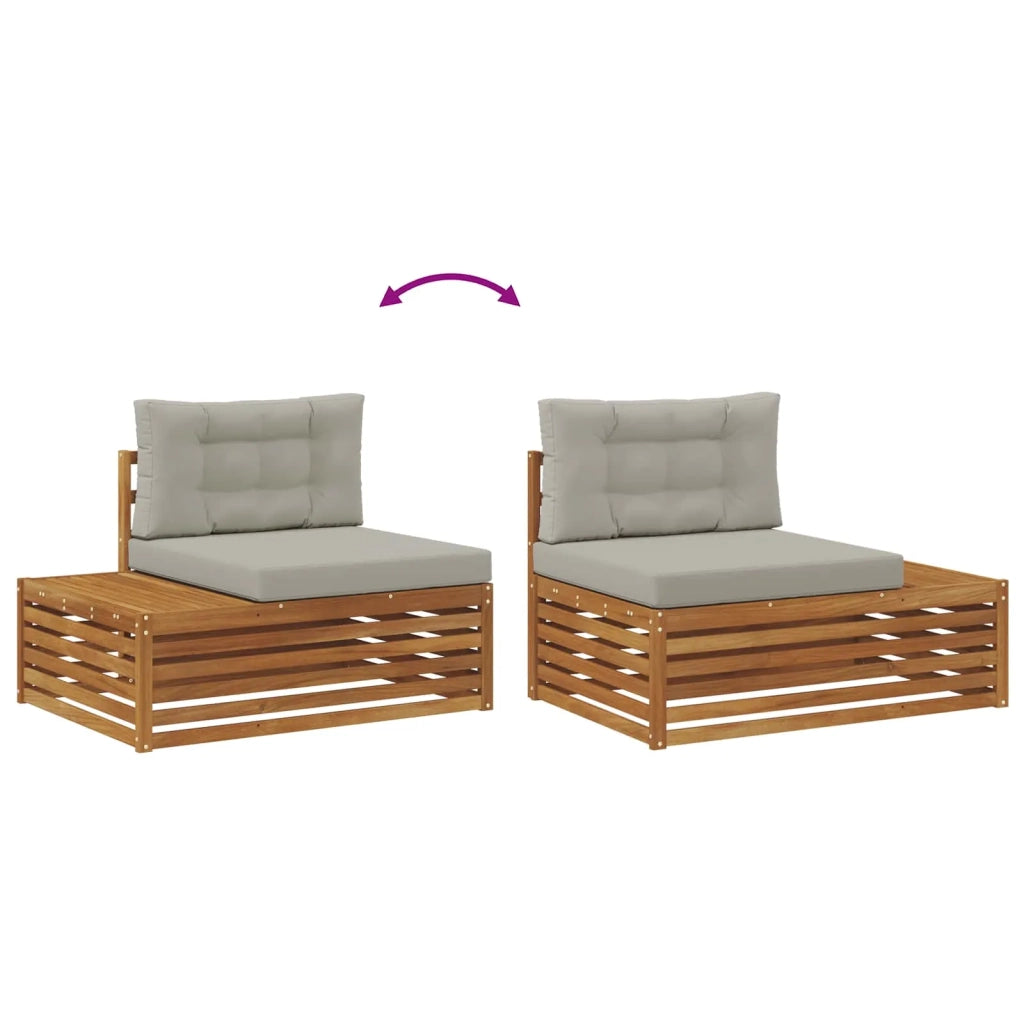 Set di divani da esterno-Sofa da giardino con cuscino Grigio Naturale e Chiaro 375697