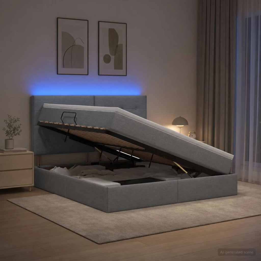 Letto con contenitore LED e materasso Grigio Chiaro 3459954