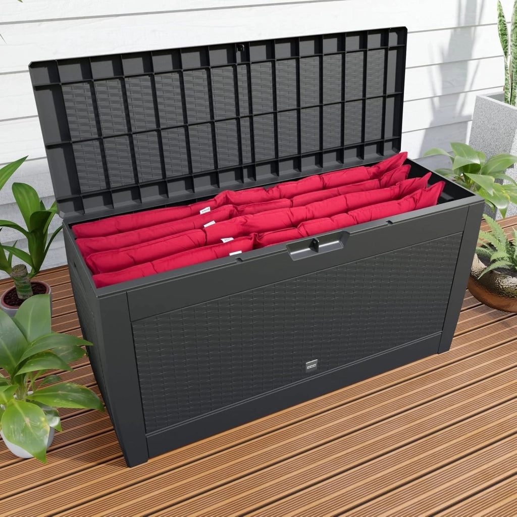 ® Baule da Giardino 310L Box Portacuscini 119x48x60cm 4 Rotelle Multibox 3 Maniglie Contenitore Richiudibile