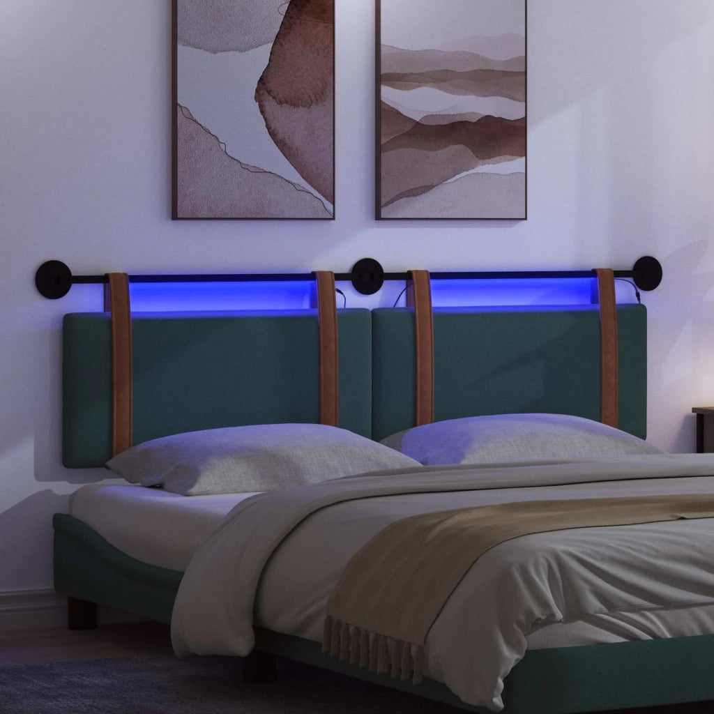 Testiera sospesa Con luce LED Verde Scuro PU Antico