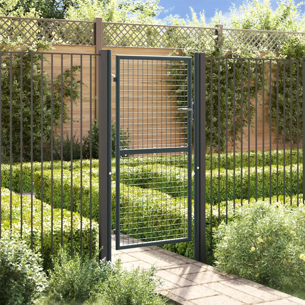 Cancello da Giardino in Rete di Acciaio Zincato 100x175 cm Grigio 145774