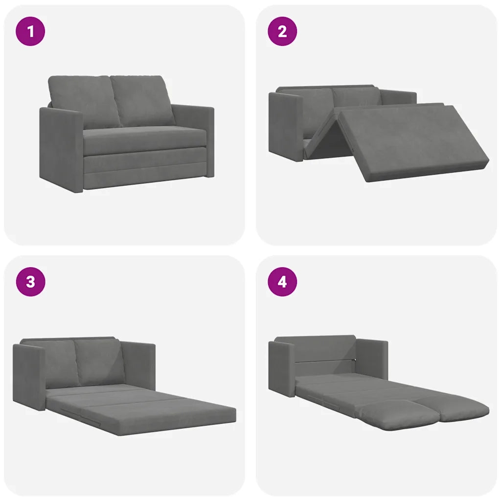 Divano Letto da Terra 2 in 1-Sofa Letto-Daybed Grigio Scuro 122x204x55 cm Velluto