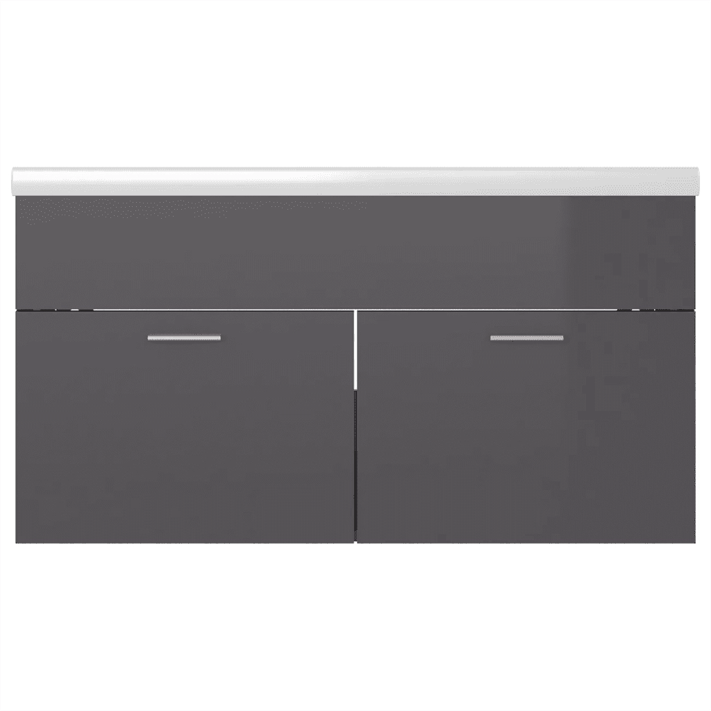Mobile Bagno con Lavabo Integrato Grigio Lucido in Truciolato 3070846