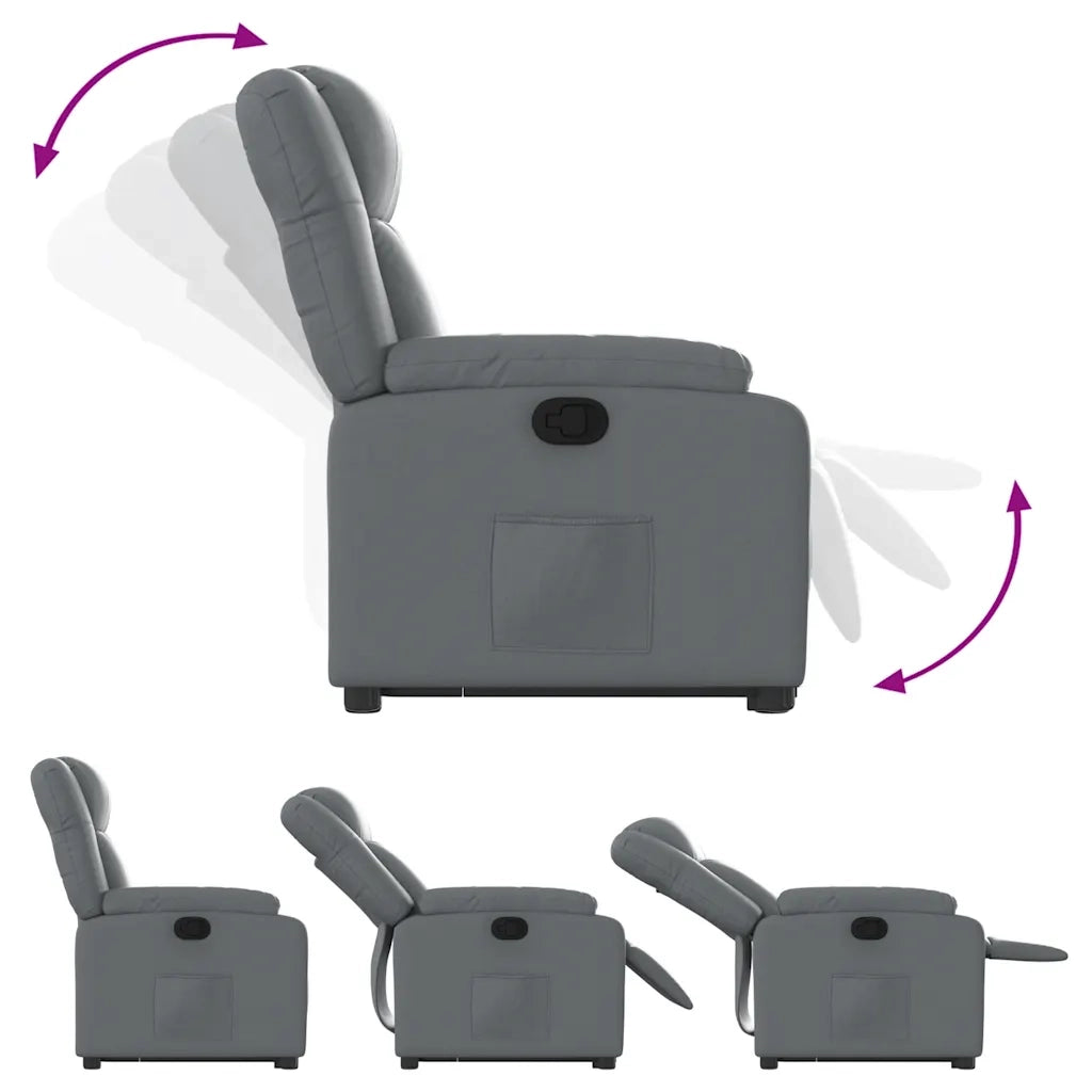 Poltrona Alzapersona Reclinabile Grigio in Similpelle 3205153