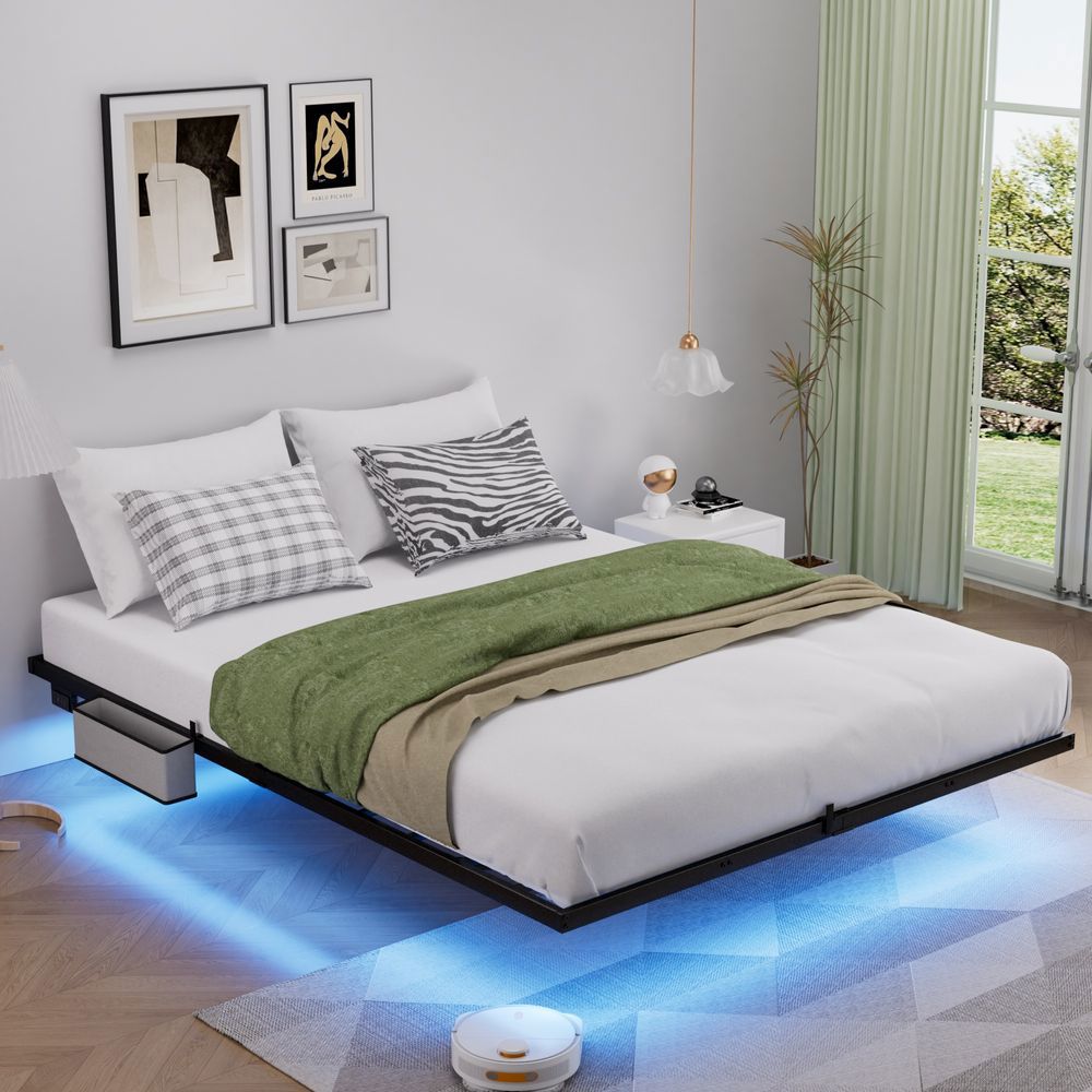 Letto piattaforma 160x200cm?- Xylo - design giapponese LED nero