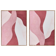 Set di 2 stampe su tela rosa da parete decorazione artigianale con forme astratte materiali sintetici cornice in legno di pino per il soggiorno